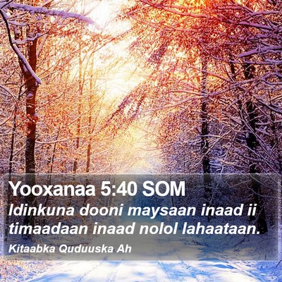 Yooxanaa 5:40 SOM Bible Verse Image