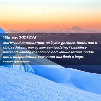 Picture 02 - 1 Butros 2:20 SOM - Markii aad dembaabtaan, oo laydin garaaco, haddii - Bible Verse Picture