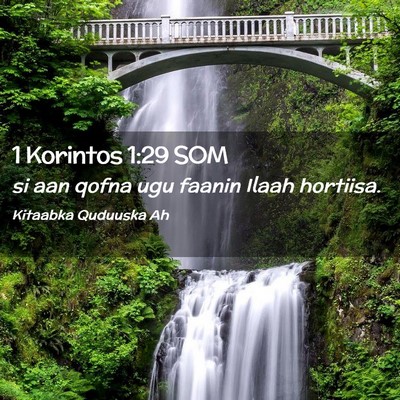 Picture 02 - 1 Korintos 1:29 SOM - si aan qofna ugu faanin Ilaah - Bible Verse Picture