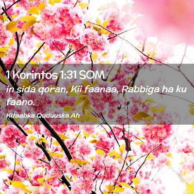 Picture 02 - 1 Korintos 1:31 SOM - in sida qoran, Kii faanaa, Rabbiga ha ku - Bible Verse Picture
