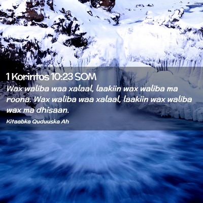 Picture 02 - 1 Korintos 10:23 SOM - Wax waliba waa xalaal, laakiin wax waliba ma - Bible Verse Picture