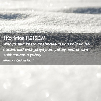 Picture 02 - 1 Korintos 11:21 SOM - Waayo, mid kasta cashadiisuu kan kale ka hor - Bible Verse Picture