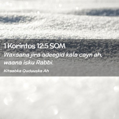 Picture 02 - 1 Korintos 12:5 SOM - Waxaana jira adeegid kala cayn ah, waana isku - Bible Verse Picture