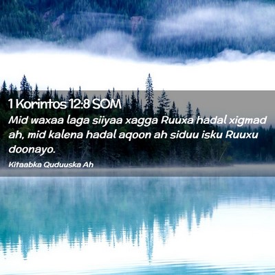 Picture 02 - 1 Korintos 12:8 SOM - Mid waxaa laga siiyaa xagga Ruuxa hadal xigmad - Bible Verse Picture