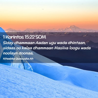 Picture 02 - 1 Korintos 15:22 SOM - Siday dhammaan Aadan ugu wada dhintaan, sidaas oo - Bible Verse Picture