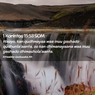 Picture 02 - 1 Korintos 15:53 SOM - Waayo, kan qudhmayaa waa inuu gashado - Bible Verse Picture
