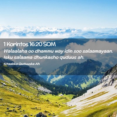 Picture 02 - 1 Korintos 16:20 SOM - Walaalaha oo dhammu way idin soo salaamayaan. - Bible Verse Picture