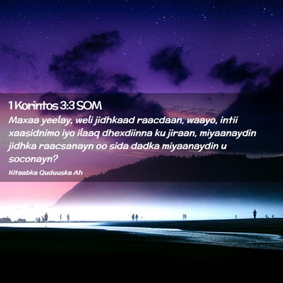 Picture 02 - 1 Korintos 3:3 SOM - Maxaa yeelay, weli jidhkaad raacdaan, waayo, - Bible Verse Picture