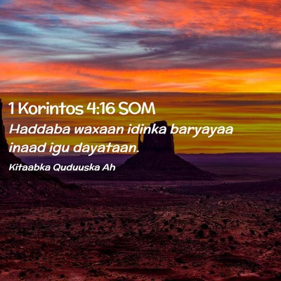 Picture 02 - 1 Korintos 4:16 SOM - Haddaba waxaan idinka baryayaa inaad igu - Bible Verse Picture