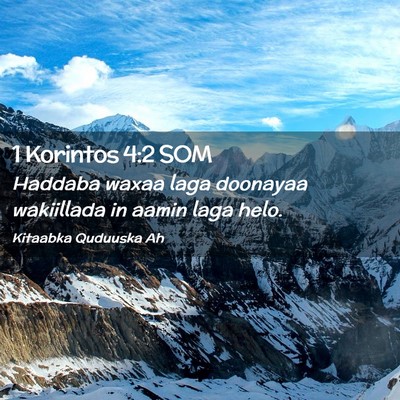 Picture 02 - 1 Korintos 4:2 SOM - Haddaba waxaa laga doonayaa wakiillada in aamin - Bible Verse Picture