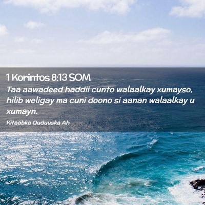 Picture 02 - 1 Korintos 8:13 SOM - Taa aawadeed haddii cunto walaalkay xumayso, - Bible Verse Picture