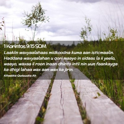 Picture 02 - 1 Korintos 9:15 SOM - Laakiin waxyaalahaas midkoodna kuma aan - Bible Verse Picture