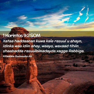 Picture 02 - 1 Korintos 9:2 SOM - Xataa haddaanan kuwa kale rasuul u ahayn, idinka - Bible Verse Picture