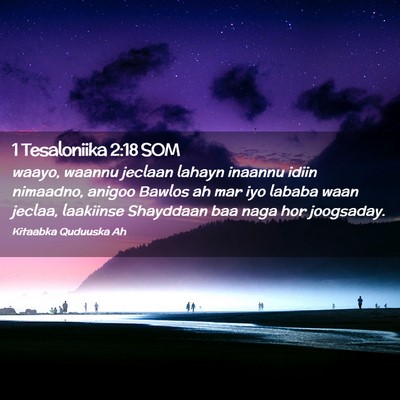 Picture 02 - 1 Tesaloniika 2:18 SOM - waayo, waannu jeclaan lahayn inaannu idiin - Bible Verse Picture