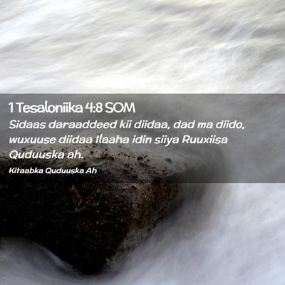 Picture 02 - 1 Tesaloniika 4:8 SOM - Sidaas daraaddeed kii diidaa, dad ma diido, - Bible Verse Picture