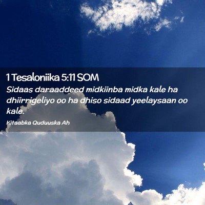 Picture 02 - 1 Tesaloniika 5:11 SOM - Sidaas daraaddeed midkiinba midka kale ha - Bible Verse Picture