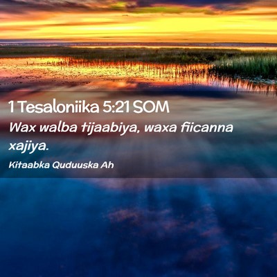 Picture 02 - 1 Tesaloniika 5:21 SOM - Wax walba tijaabiya, waxa fiicanna - Bible Verse Picture