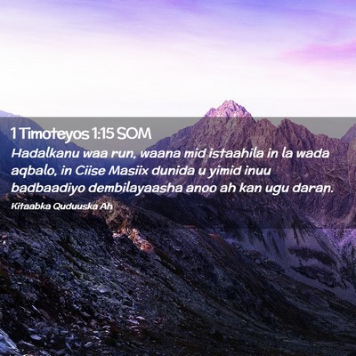 Picture 02 - 1 Timoteyos 1:15 SOM - Hadalkanu waa run, waana mid istaahila in la wada - Bible Verse Picture