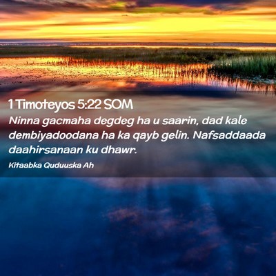 Picture 02 - 1 Timoteyos 5:22 SOM - Ninna gacmaha degdeg ha u saarin, dad kale - Bible Verse Picture