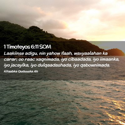 Picture 02 - 1 Timoteyos 6:11 SOM - Laakiinse adigu, nin yahow Ilaah, waxyaalahan ka - Bible Verse Picture
