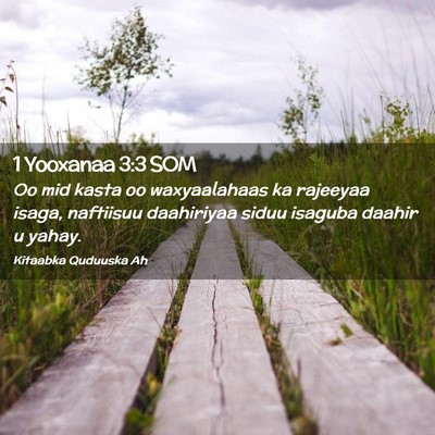 Picture 02 - 1 Yooxanaa 3:3 SOM - Oo mid kasta oo waxyaalahaas ka rajeeyaa isaga, - Bible Verse Picture