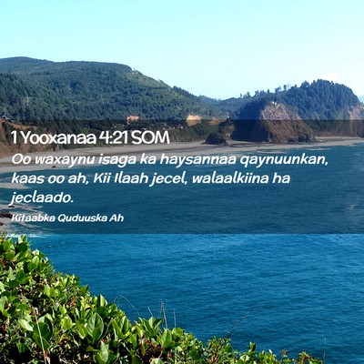 Picture 02 - 1 Yooxanaa 4:21 SOM - Oo waxaynu isaga ka haysannaa qaynuunkan, kaas oo - Bible Verse Picture