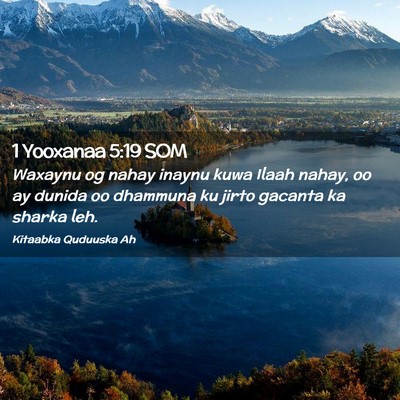 Picture 02 - 1 Yooxanaa 5:19 SOM - Waxaynu og nahay inaynu kuwa Ilaah nahay, oo ay - Bible Verse Picture