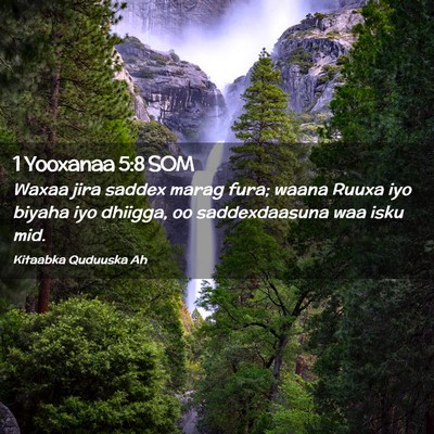 Picture 02 - 1 Yooxanaa 5:8 SOM - Waxaa jira saddex marag fura; waana Ruuxa iyo - Bible Verse Picture