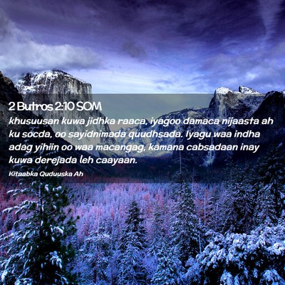 Picture 02 - 2 Butros 2:10 SOM - khusuusan kuwa jidhka raaca, iyagoo damaca - Bible Verse Picture