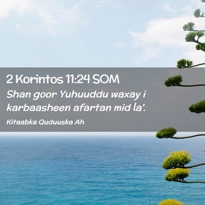 Picture 02 - 2 Korintos 11:24 SOM - Shan goor Yuhuuddu waxay i karbaasheen afartan - Bible Verse Picture