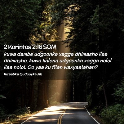 Picture 02 - 2 Korintos 2:16 SOM - kuwa dambe udgoonka xagga dhimasho ilaa dhimasho, - Bible Verse Picture