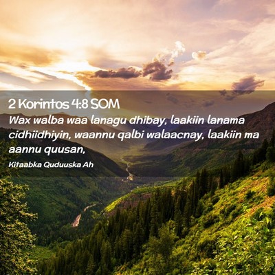Picture 02 - 2 Korintos 4:8 SOM - Wax walba waa lanagu dhibay, laakiin lanama - Bible Verse Picture