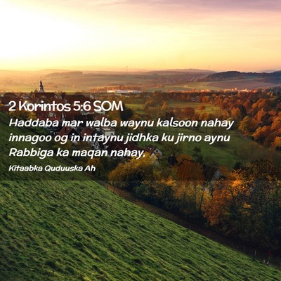 Picture 02 - 2 Korintos 5:6 SOM - Haddaba mar walba waynu kalsoon nahay innagoo og - Bible Verse Picture