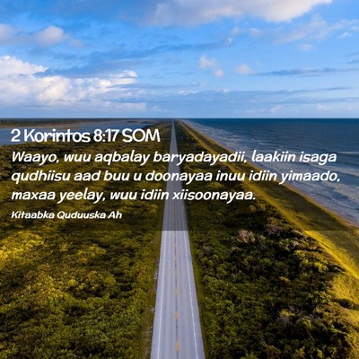 Picture 02 - 2 Korintos 8:17 SOM - Waayo, wuu aqbalay baryadayadii, laakiin isaga - Bible Verse Picture