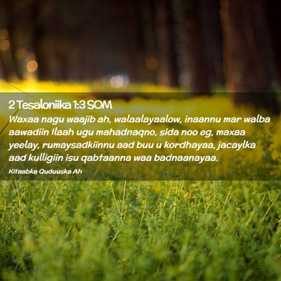Picture 02 - 2 Tesaloniika 1:3 SOM - Waxaa nagu waajib ah, walaalayaalow, inaannu mar - Bible Verse Picture