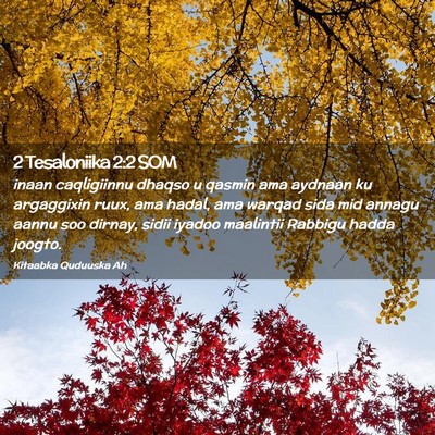 Picture 02 - 2 Tesaloniika 2:2 SOM - inaan caqligiinnu dhaqso u qasmin ama aydnaan ku - Bible Verse Picture