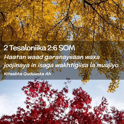 Picture 02 - 2 Tesaloniika 2:6 SOM - Haatan waad garanaysaan waxa joojinaya in isaga - Bible Verse Picture