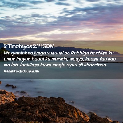 Picture 02 - 2 Timoteyos 2:14 SOM - Waxyaalahan iyaga xusuusi oo Rabbiga hortiisa ku - Bible Verse Picture