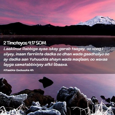 Picture 02 - 2 Timoteyos 4:17 SOM - Laakiinse Rabbiga ayaa iskay garab taagay, oo - Bible Verse Picture