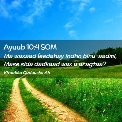 Picture 02 - Ayuub 10:4 SOM - Ma waxaad leedahay indho binu-aadmi, Mase sida - Bible Verse Picture