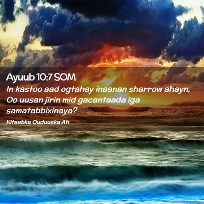 Picture 02 - Ayuub 10:7 SOM - In kastoo aad ogtahay inaanan sharrow ahayn, Oo - Bible Verse Picture