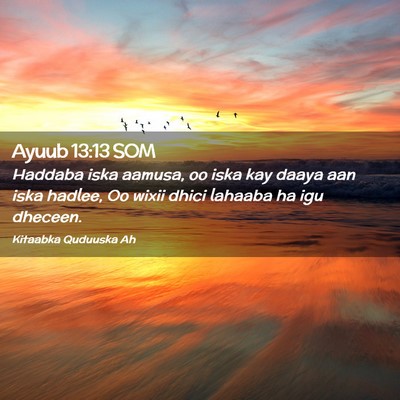 Picture 02 - Ayuub 13:13 SOM - Haddaba iska aamusa, oo iska kay daaya aan iska - Bible Verse Picture