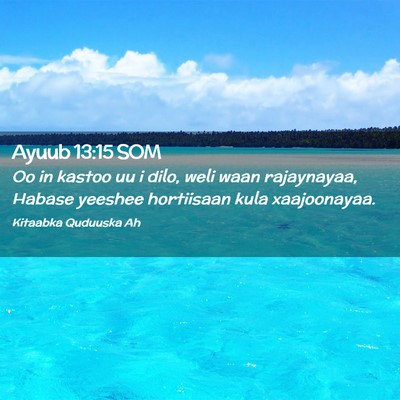 Picture 02 - Ayuub 13:15 SOM - Oo in kastoo uu i dilo, weli waan rajaynayaa, - Bible Verse Picture