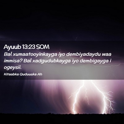 Picture 02 - Ayuub 13:23 SOM - Bal xumaatooyinkayga iyo dembiyadaydu waa immisa? - Bible Verse Picture