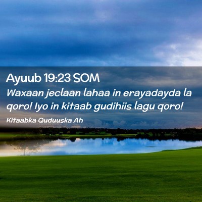 Picture 02 - Ayuub 19:23 SOM - Waxaan jeclaan lahaa in erayadayda la qoro! Iyo - Bible Verse Picture