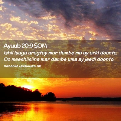 Picture 02 - Ayuub 20:9 SOM - Ishii isaga aragtay mar dambe ma ay arki doonto, - Bible Verse Picture
