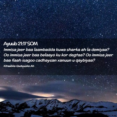 Picture 02 - Ayuub 21:17 SOM - Immisa jeer baa laambadda kuwa sharka ah la - Bible Verse Picture