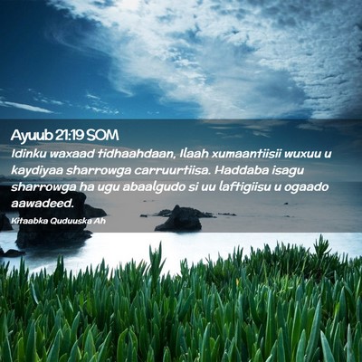 Picture 02 - Ayuub 21:19 SOM - Idinku waxaad tidhaahdaan, Ilaah xumaantiisii - Bible Verse Picture