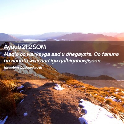 Picture 02 - Ayuub 21:2 SOM - Maqla oo warkayga aad u dhegaysta, Oo tanuna ha - Bible Verse Picture