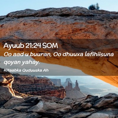 Picture 02 - Ayuub 21:24 SOM - Oo aad u buuran, Oo dhuuxa lafihiisuna qoyan - Bible Verse Picture